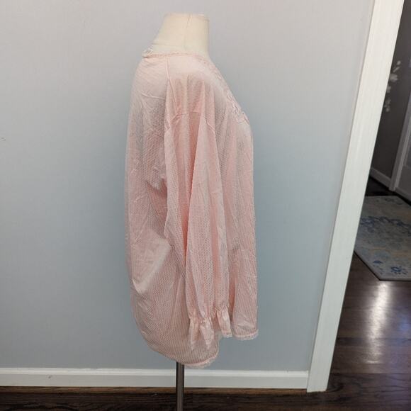 Women's Vintage JCpenney Collectibles Pink Silky Medium Nightgown Shirt 1970s - Picture 3 of 7